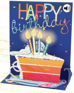 3D Pop-Up Sound Musical Greeting Card Birthday Big Slice of Cake
