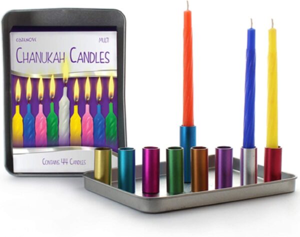 Magnetic Hanukkah Travel Menorah with Colored Candles 